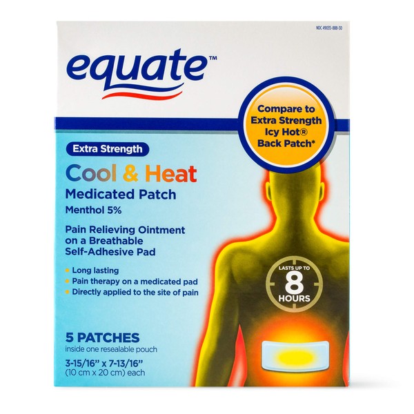 Equate Extra Strength Cool & Heat Medicated Patch, 5 Ct (10 ct)