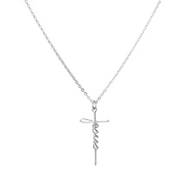 omodofo Bible Verse Jesus Cross Necklace Confirmation Pendant Necklace Scripture Jewelry (Silver - JESUS Cross Necklace)