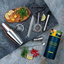 Boston Tin Cocktail Shaker Set, Boston Tins Cocktail Maker Gift Sets, Drink Gifts for Women and Men, Large Stainless Steel Weighted Boston Style Metal Shakers, Professional Cocktail Making Kit