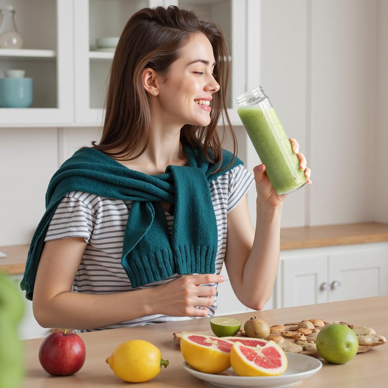 [8 Pack] 20 Oz Glass Juicing Bottles w Airtight Lids