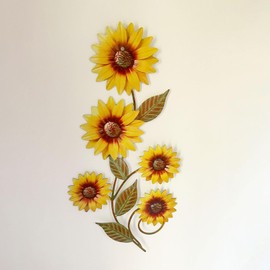 EMINGSKY Metal Sunflower Wall Decor 12 Inches Hanging Sunflower Outdoor Decor Rustic Flower Wall Art for Indoors Decor for Porch, Patio, Kitchen Accessories