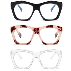 Viseng 3 Pack Oversized Frame Design Women's Reading Glasses, Blue Light Blocking Computer Reader +1.75