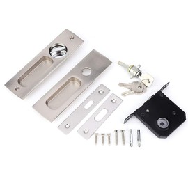 Cerradura de Puerta Corredera de Privacidad para Baño Manija Empotrada Invisible con Llave Doble Seguro de Puerta de Granero