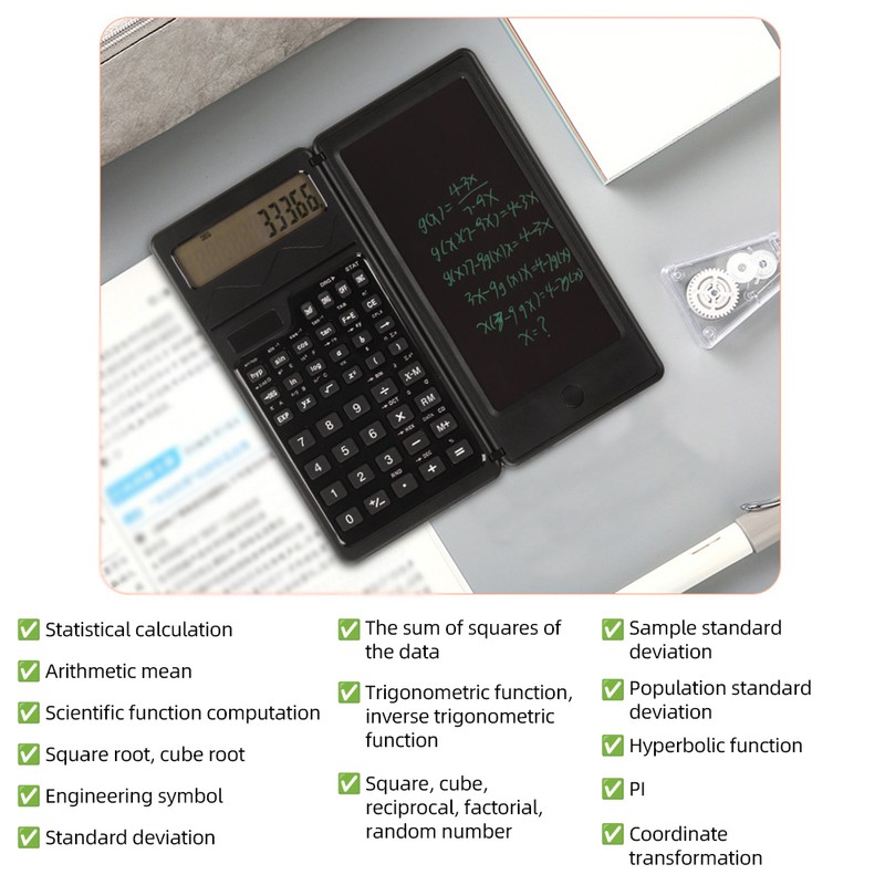 Scientific Calculator with 6 Inch Writing Board and Pen Dual