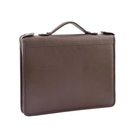 Divergent Retail DR334 Real Leather Portfolio Case with Carry Handle Brown