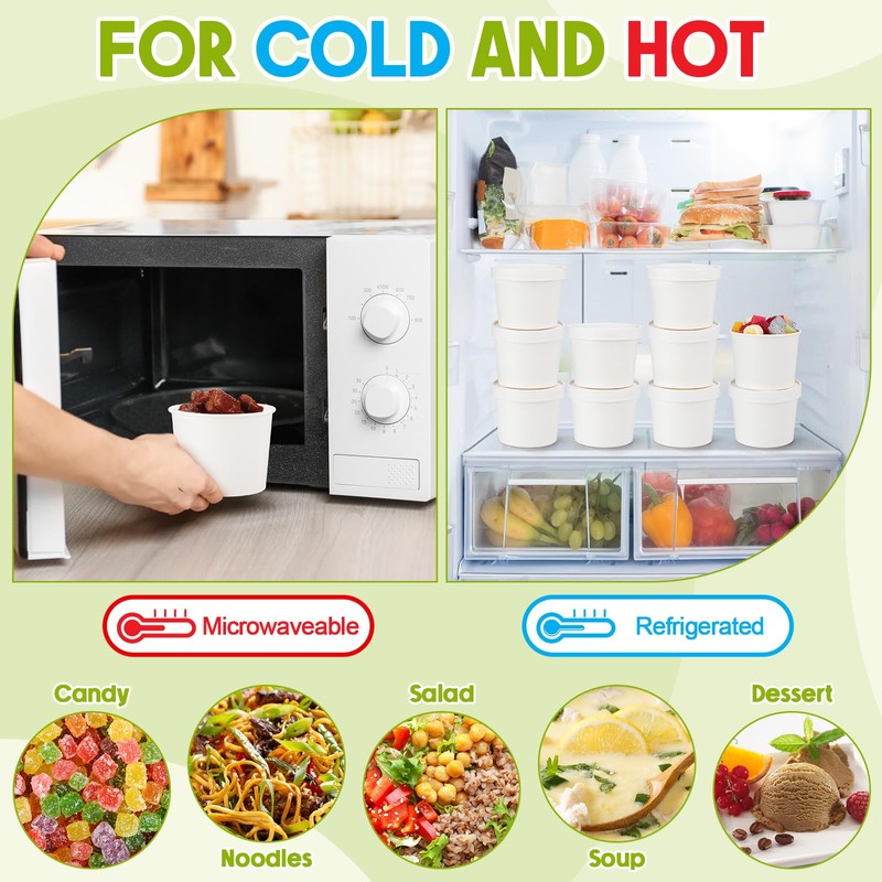 50 Pack 20 Oz Paper Soup Containers with Lids, Kraft