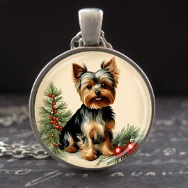 Unbranded Yorkie Necklace Yorkshire Terrier Dog Mom Gifts Silver Holiday Jewelry for Women