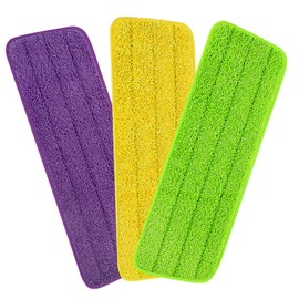 Set of 3 Microfiber Spray Mop Replacement Heads for Wet/Dry Mops Reusable Replacement Refills Fits for Bona Floor Care System (Multicolor Mop Pads)