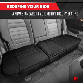 Motor Trend Faux Leather Padded Rear Bench Car Seat Cover With Storage Pockets