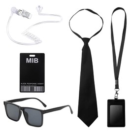 ZMDMAH Pack of 6 Spy Agent Costume Men in Black Costume Security Costume Costume Set Black Costume Accessories with Sunglasses Tie ID and Card Holder Suitable for Men, Women and Children