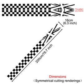 Leasinder 2Pcs 78.7'' Universal Racing Checkered Flag Graphic Car Body Side Sticker Self-Adhesive Side Strip Decal Lattice Grid Stripe Stickers Decoration for Mini Cooper Truck SUV Vehicles (A, Black)