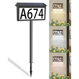 HAHOME Solar House Numbers for Outside – LED Solar Address Sign, Waterproof Illuminated House Number Plaque for Home, Garden, Lawn, Street