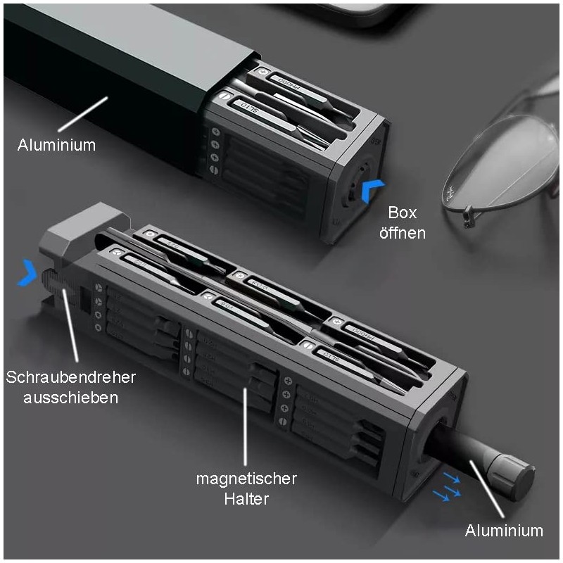 INV4TEC Design Multifunctional Screwdriver Set 40-in-1 Precision Bit Set with