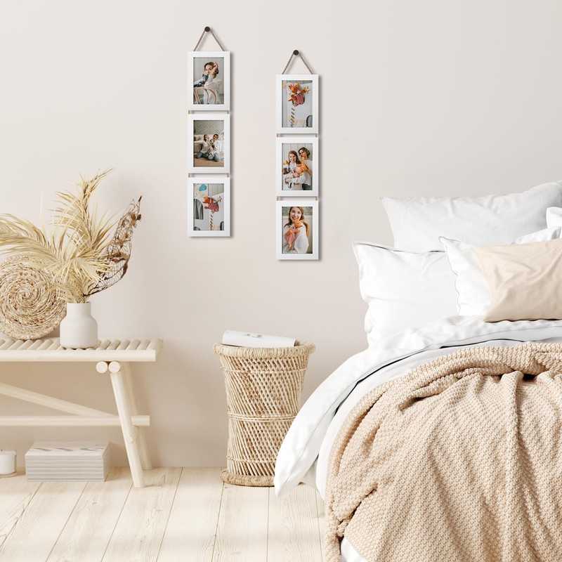 QUTREY 4x6 Collage Picture Frames White, 3 Openings Vertical 4