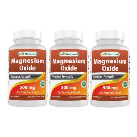 Best Naturals 3 Pack Best Naturals Magnesium Oxide 500 mg 180 Tablets