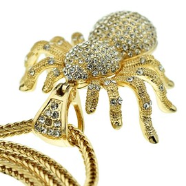 Bling Cartel Huge Spider Iced Pendant Charm Gold Finish 36" Franco Hip Hop Chain Necklace