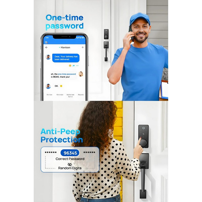 WiFi Smart Keyless Entry Door Lock Set w/Front Door Handle,