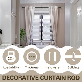 Authandis 5/8 Inch Diameter Curtain Rod With Brackets,Bronze Splicing Stainless Steel Heavy Duty Drapery Curtain Rod 30 to 88"