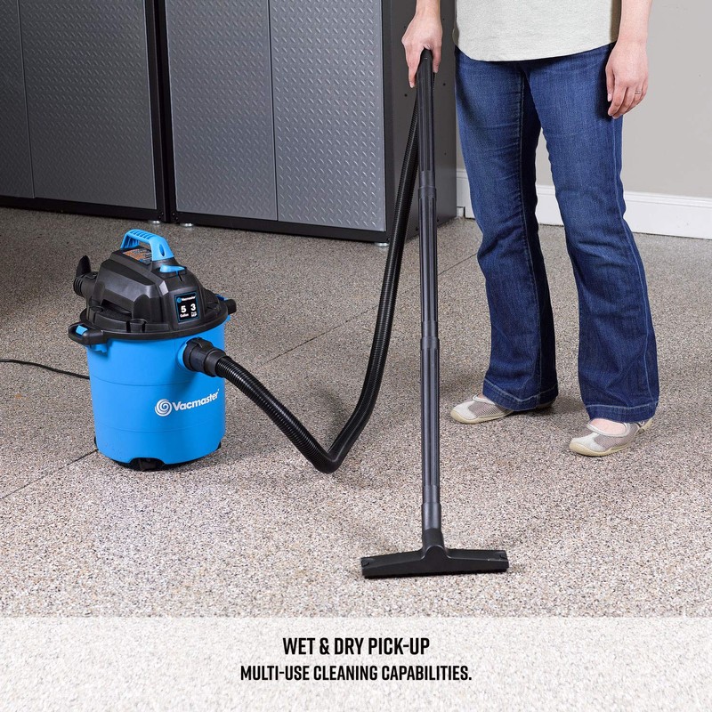 Vacmaster VJC507P 5-Gallon* 3 Peak HP** Wet/Dry Shop Vacuum, Blue,