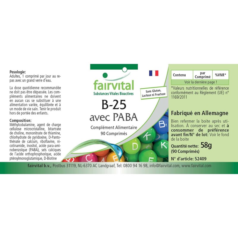 Fairvital Vitamin B Complex + PABA, Vitamin B-12, Folic Acid,