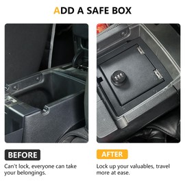 RERPRO Center Console Gun Safe Lock Box Armrest Storage Compatible with 2012-2018 Jeep Wrangler JK Unlimited 2/4 Door Interior Accessories Armrest Vault Organizer Tray with 3 Digit Combo Password