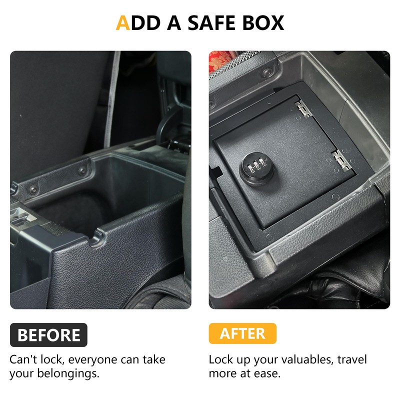 RERPRO Center Console Gun Safe Lock Box Armrest Storage Compatible