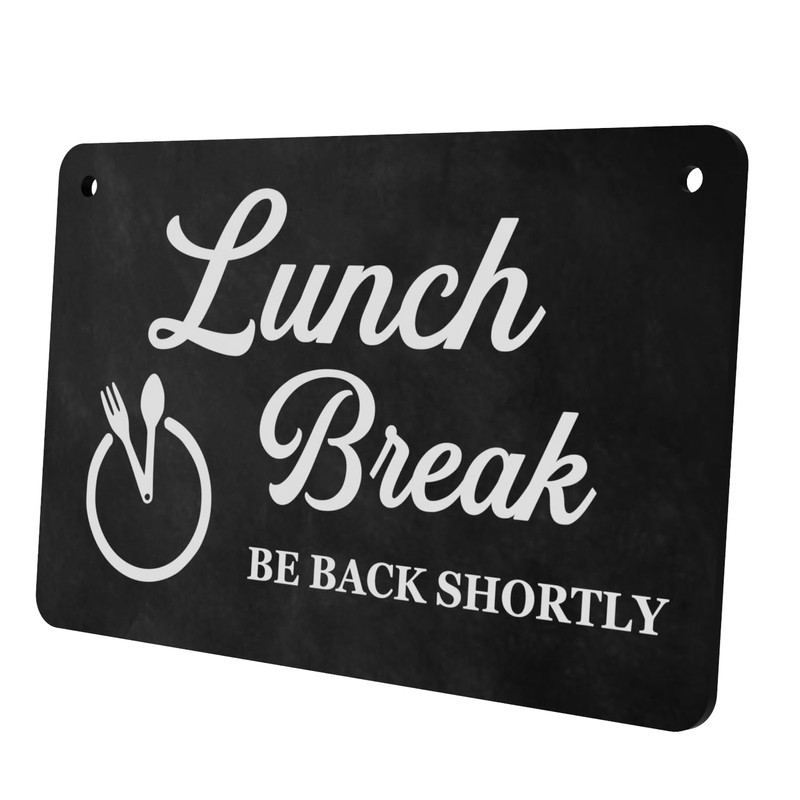 Lunch Break Hanging Sign - Be Back Soon Notice (Blackboard)