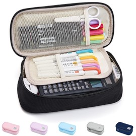 SPACEMATE Pencil Case Pouch Box Bag School Supplies Girls Boys Kids, Cute Preppy Stuff Large Big Capacity Aesthetic Pen Organizer, Back to College Stationary, Teal, Standard Stlye, 1800ml