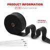 BARTOO 2" x 16' Black Exhaust Heat Wrap Roll for