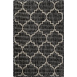 Unique Loom Outdoor Trellis Collection Area Rug - Trellis (Rectangular 2' 0" x 3' 1", Black/ Ivory)
