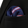 S&W SHLAX&WING Men's Pocket Square Striped Blue Navy with Red