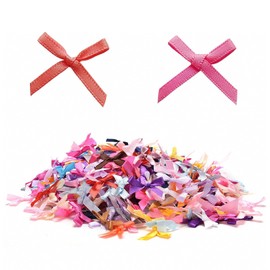 200 Pcs Mini Bows,Cute Small Ribbons for Crafting,Crafts Tiny Embellishment Satin Ribbon Bows,Bow Bowknot Sewing Accessories for Craft Sewing Scrapbooking Christmas Party Wedding and Gift Wrapping
