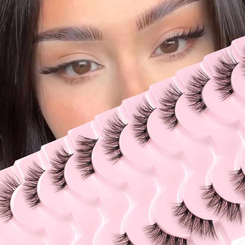 Glowingwin Half Lashes with clear band Fake Lashes Cat Eye