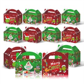 XqHfuy Christmas Treat Gift Wrap Boxes for Candy, Cookie Boxes, Holiday Party Favor Supplies, Christmas Goodie Boxes for Gift
