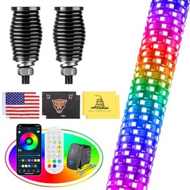 Ehaho 1 Pack 4FT Fat Whip Lights, LED Whip Lights with App & Remote Control, Spiral RGB Chasing Lighted Antenna Whips with Rocker Switch, Music Whip Light for SXS UTV ATV RZR Off-Road