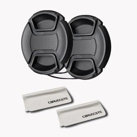 2 x 67 mm lens cap removal + 2 x lens cleaning cloths, compatible with all 67 mm brands with camera lenses