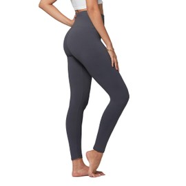 Conceited Leggings for Women - Tummy Control - 5" Waistband - Regular and Plus Size - Dark Charcoal - Small - Medium