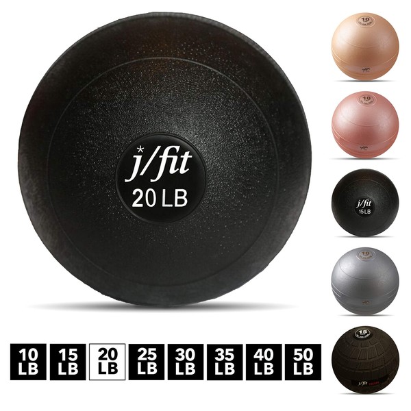 JFIT Dead Weight Slam Ball for Strength and Conditioning WODs, Plyometric and Core Training, and Cardio Workouts - Classic Black - 20 LB