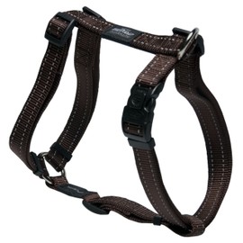 Reflective Adjustable Dog H Harness for Large Dogs; matching collar and leash available, Brown