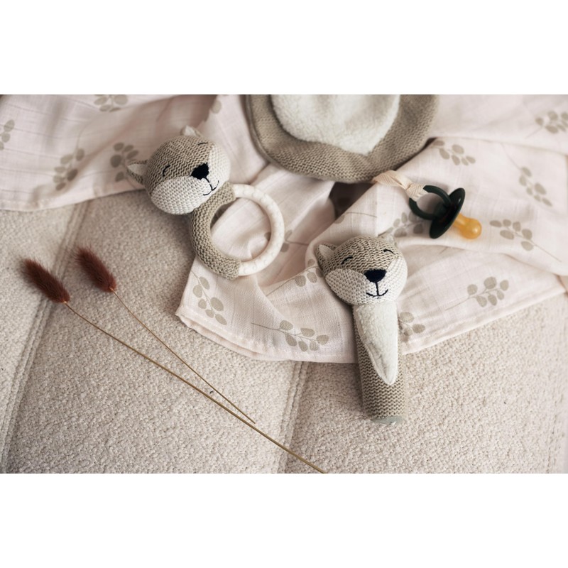 Jollein 101-007-67077 Rattle / Teether Fox White/Olive