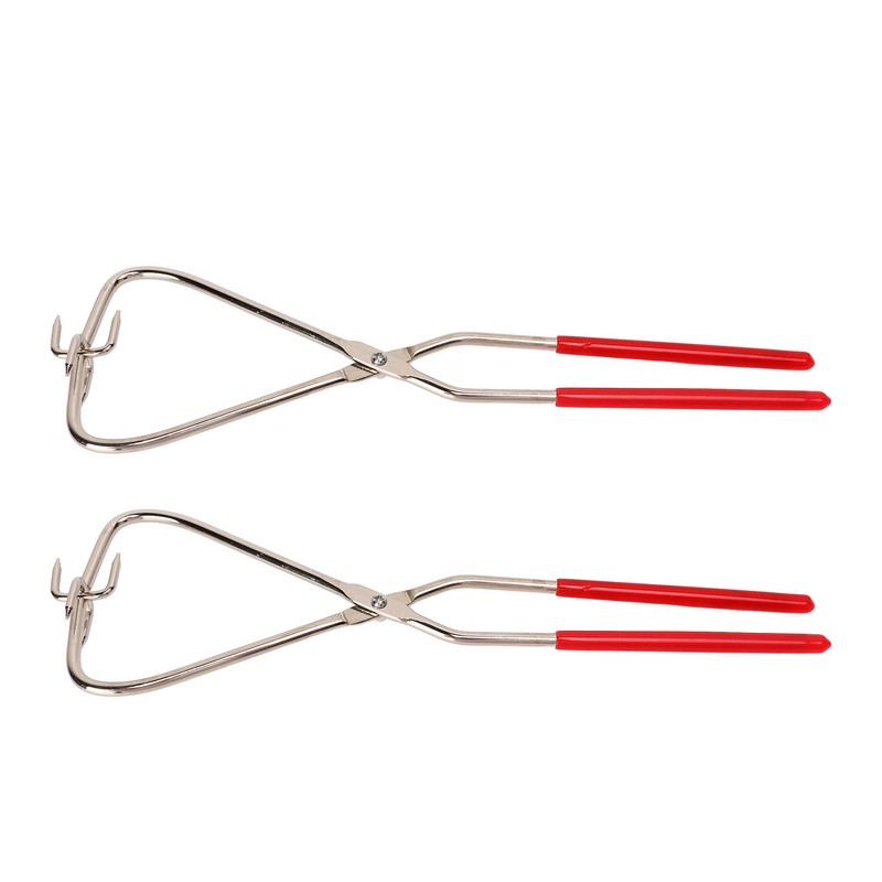 2pcs Dipping Tongs Red Handle Stainless Steel Easy Cleaning Stable