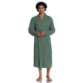 ORMES Muslin Unisex Bathrobe,Turkish 100 PercentCotton ,Soft, Absorbent, Natural Garment Wash (Botanic, Small / Medium)