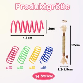 agogue Pack of 44 Cat Toys, 40 Pieces Cat Toy Spiral and 4 Pieces Catnip Sticks, Cat Sticks for Cats Dental Care & Against Bad Breath, Novelty Pets Toy for Cat Kitten