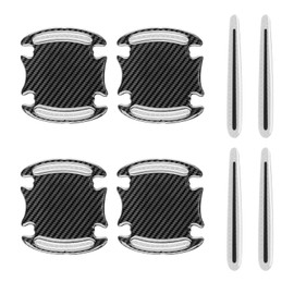 Lyxheth 8PCS Car Door Handle Protector Reflective Sticker, Doors Handles Protectors for Vehicle, 3D Carbon Fiber Door Handle Scratch Protector Cover, Doors Handles Films for Cars (Silver White)