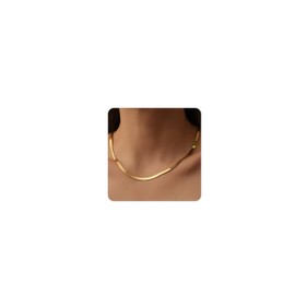 Dabovos Gold Herringbone Necklaces for Women 18K Gold Plated Chunky Necklaces Dainty Herringbone Chain Necklaces Jewelry Gifts