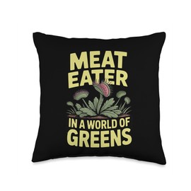 Carnivorous Plant Style Bug Eating Venus Flytrap Art Throw Pillow