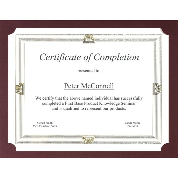 St. James Presentation Cards/Certificate Holders, Non-Folding, Linen, Burgundy, Pack of
