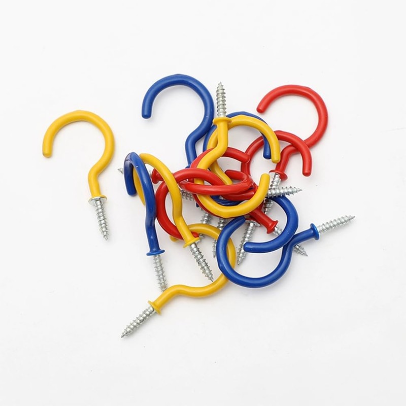 20 Pcs White Cup Hooks, Threaded Screw in Hooks for