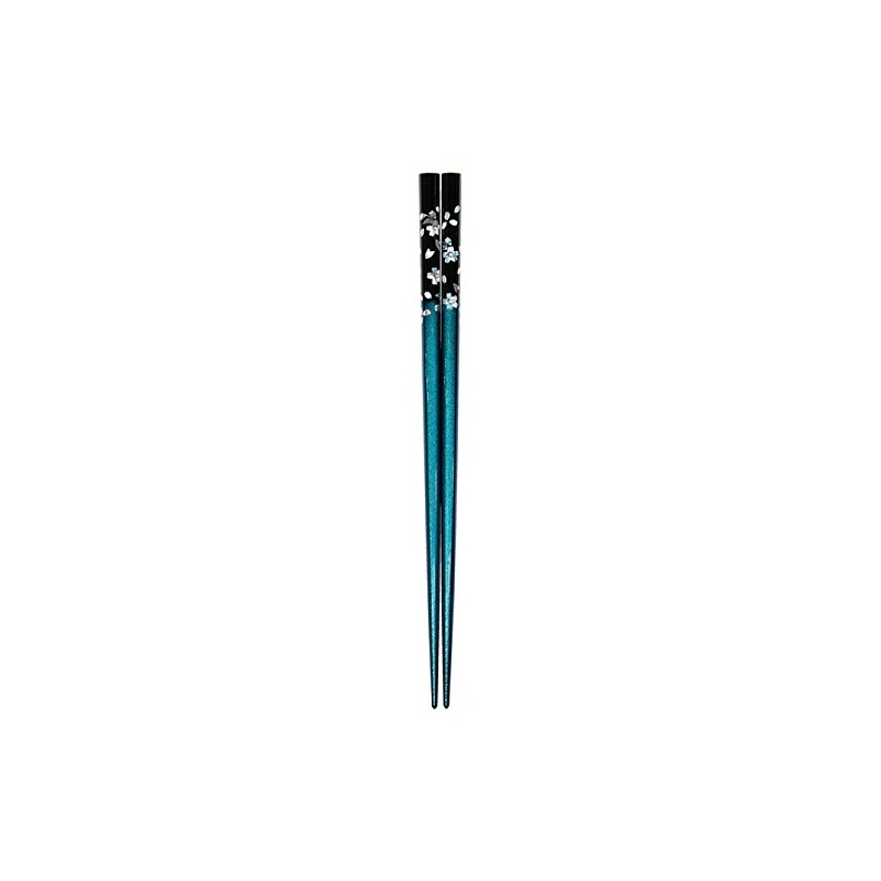Tanaka chopsticks shop [若狭 Coating Chopsticks] Silver 桜花 Blue 22.5 cm