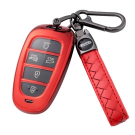 Flensent for Hyundai Key Fob Cover with Keychain for Hyundai Sonata Santa Fe Nexo Tucson Palisade 2025 2024 2023 2022 (Red)